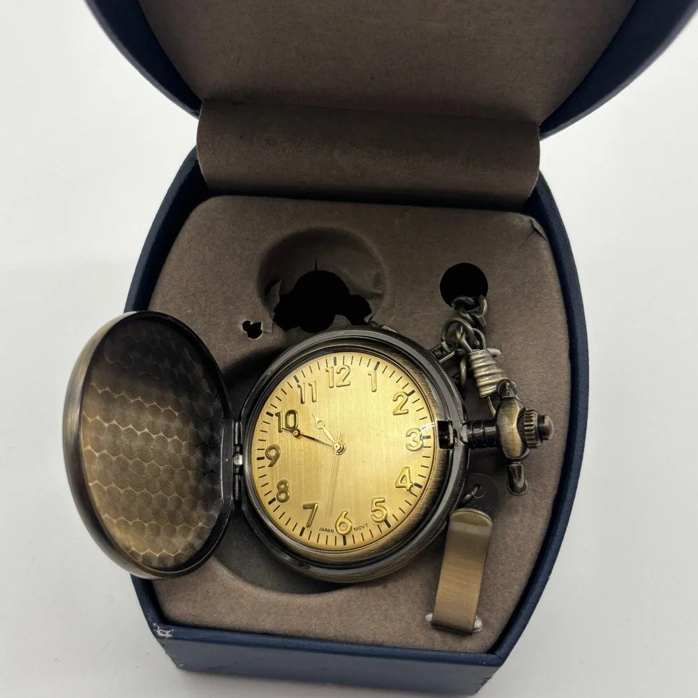 Antique Style Grandpa Pocket‎ Watch with Chain and Presentation Box